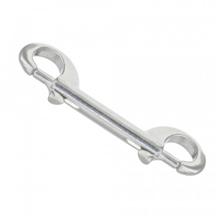 Dobbel karabinkrok med fjærbolt 100mm A4 Syrefast M-8416
