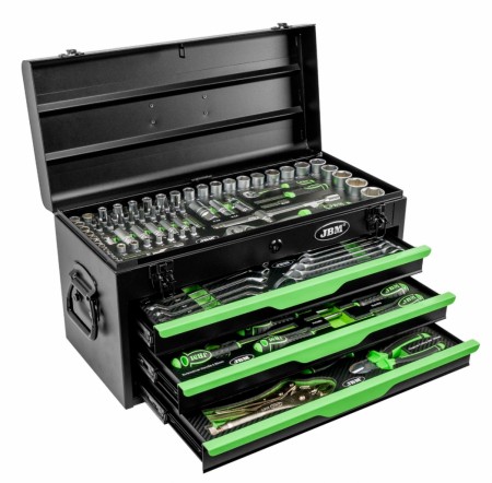 JBM Verktøysett i metallkabinett - 143 deler