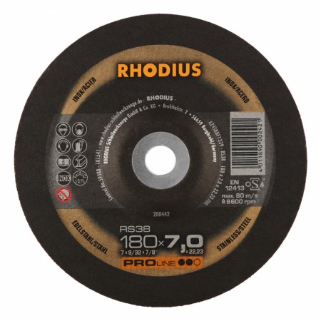 Rhodius RS38 slipeskive 180 × 7,0 mm