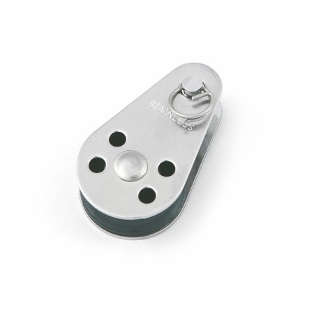 Trinseblokk med avtakbar riggbolt - enkel nylonskive 6mm A2 rustfritt