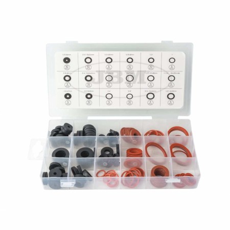 JBM Tetningsskiver i gummi og fiber - 126 deler