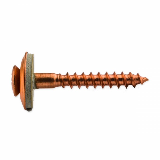 Fasadeskrue (tre) med EPDM-pakning  4,5x25mm PZ2 Rustfri A2 Kobberbelagt L-9084 200 stk.