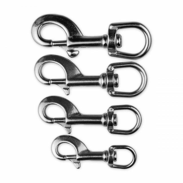 Karabinkrok med svivel og fjærbolt 64mm A4 Syrefast M-8303