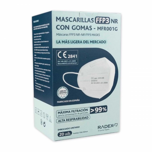 Radex FFP3 Støvmaske uten ventil - Hvit - 20 stk.
