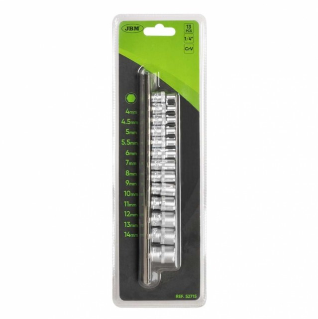 JBM Sett med sekskantpiper 1/4″ - 13 deler