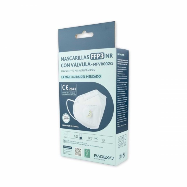 Radex FFP3 Støvmaske med ventil - Hvit - 5 stk.