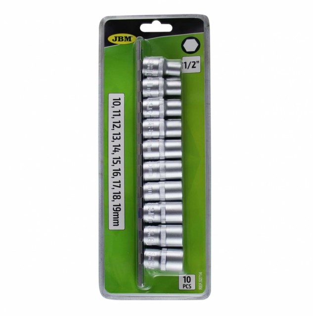 JBM Sett med sekskantpiper 1/2″ - 10 deler