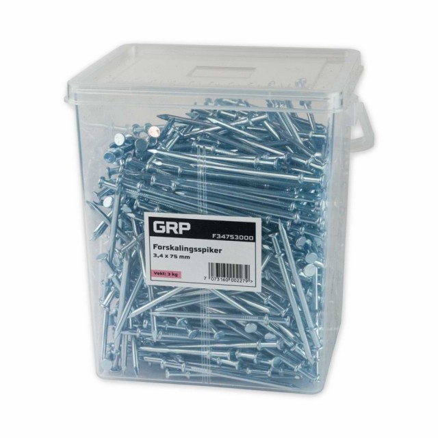 Dobbelthodet, rundt forskalingsspiker 3,4x75mm - 3 kg.