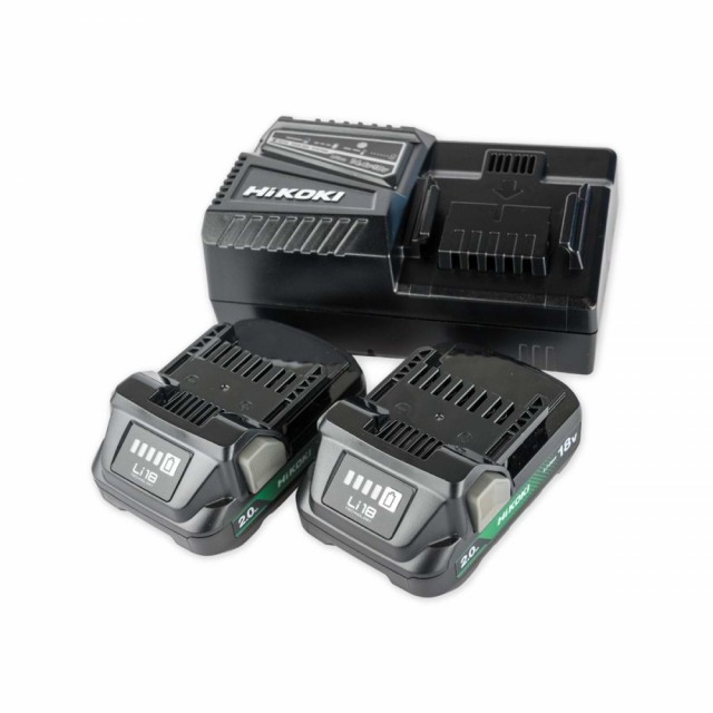 Hikoki Batteripakke med 2x 18V batterier (2.0Ah) og 18V lader