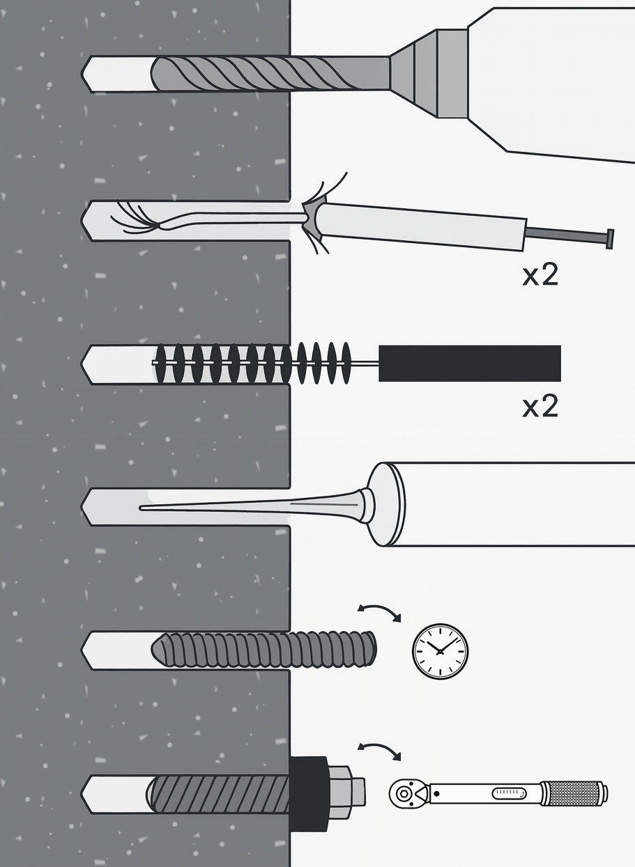 Framgangsmåte ved montering av kjemisk anker