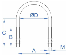 Målsatt tegning av rustfri U-bolt