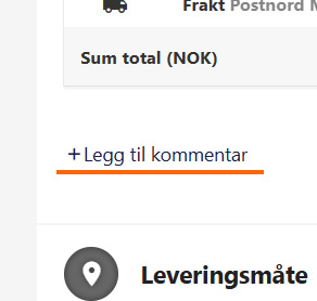 Legg til kommentar til bestillingen