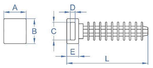Tegning av nylonplugg for strips