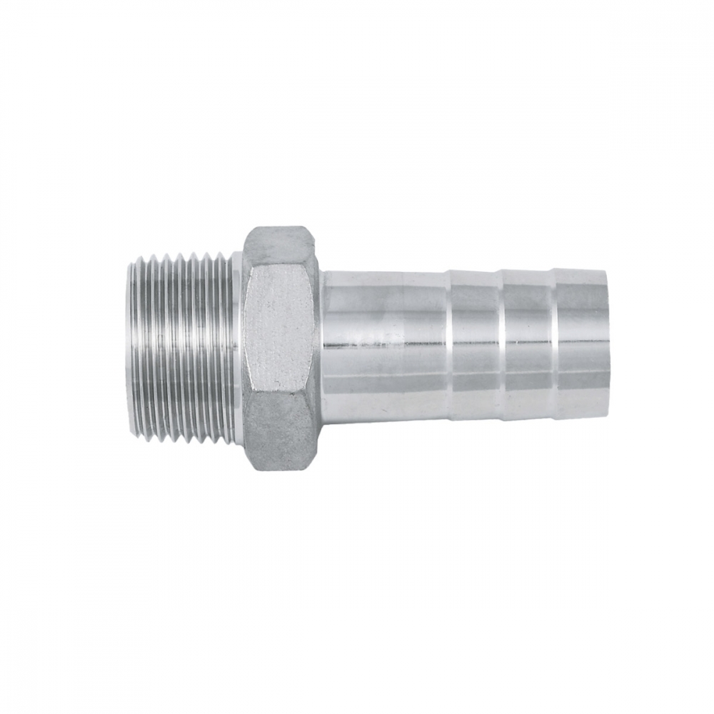Slangenippel med utvendige gjenger 1 1/2" A4 Syrefast