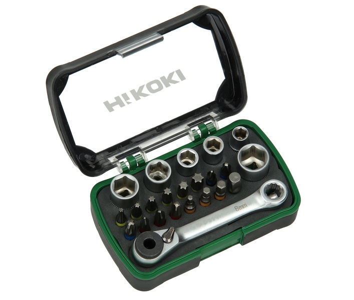 Hikoki Bits/pipesett 1/4" med skralle - 24 deler