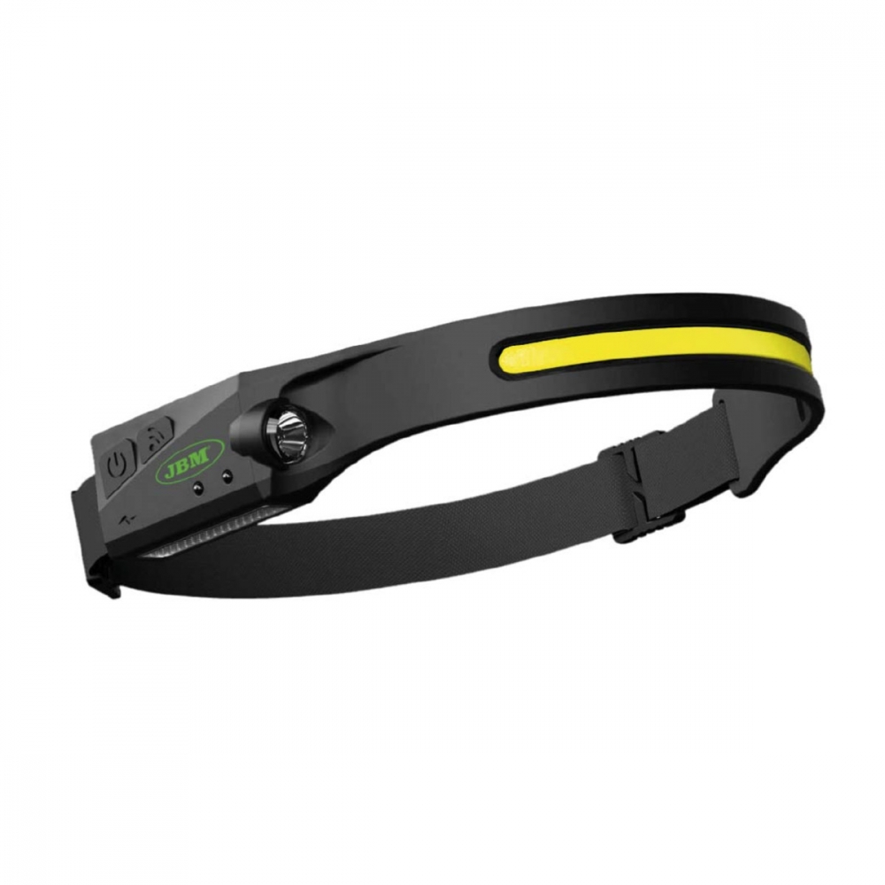 JBM Oppladbar LED-hodelykt med sensor - 350lm