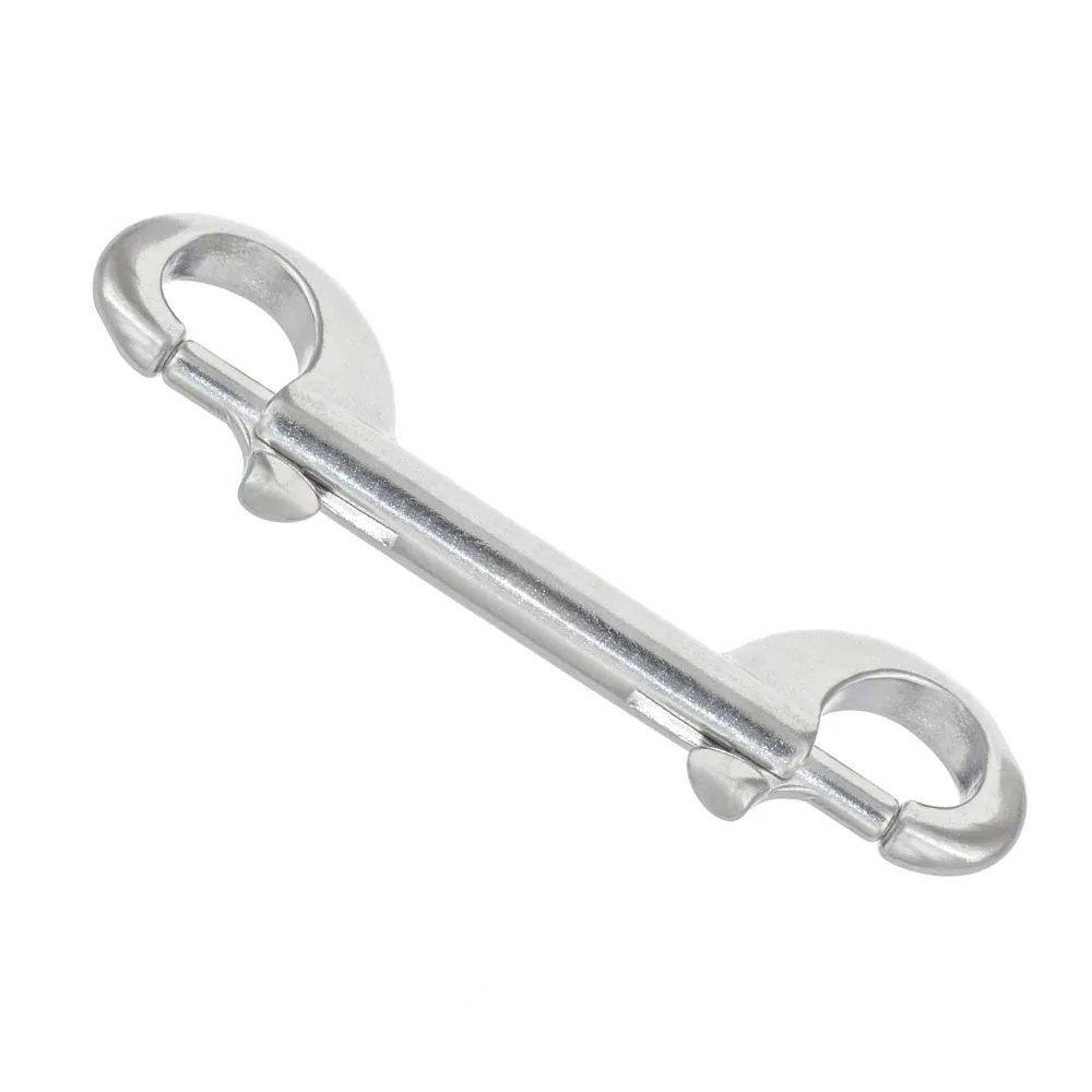 Dobbel karabinkrok med fjærbolt 90mm A4 Syrefast M-8416