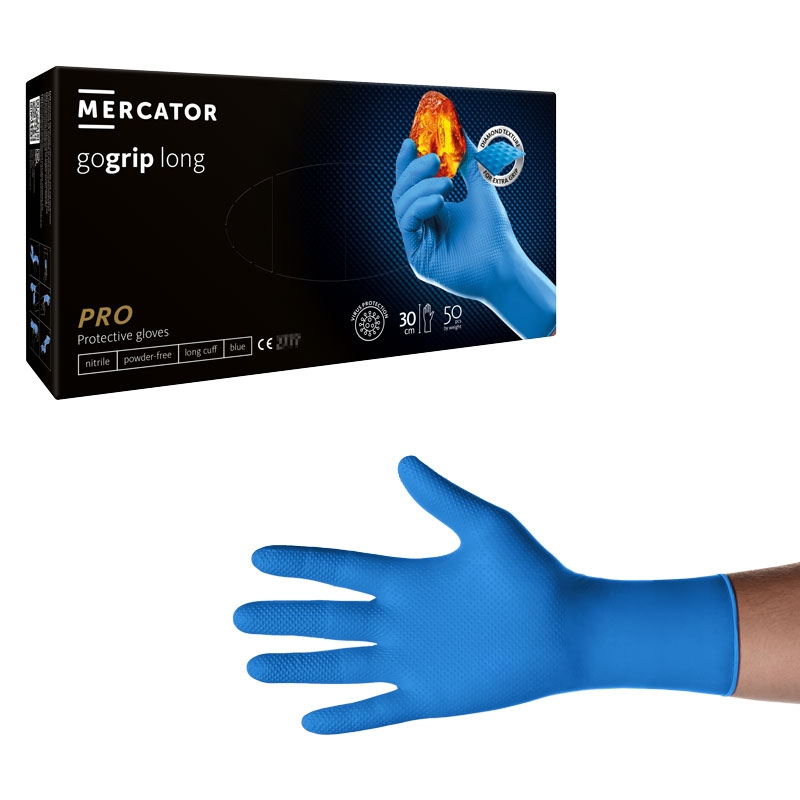 Engangshansker Nitrilhansker Gogrip Blå – Ekstra lang